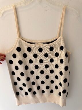 NWOT Anthropologie Maeve Knit Ivory Polka Dot Tank - size M - Perfect Condition